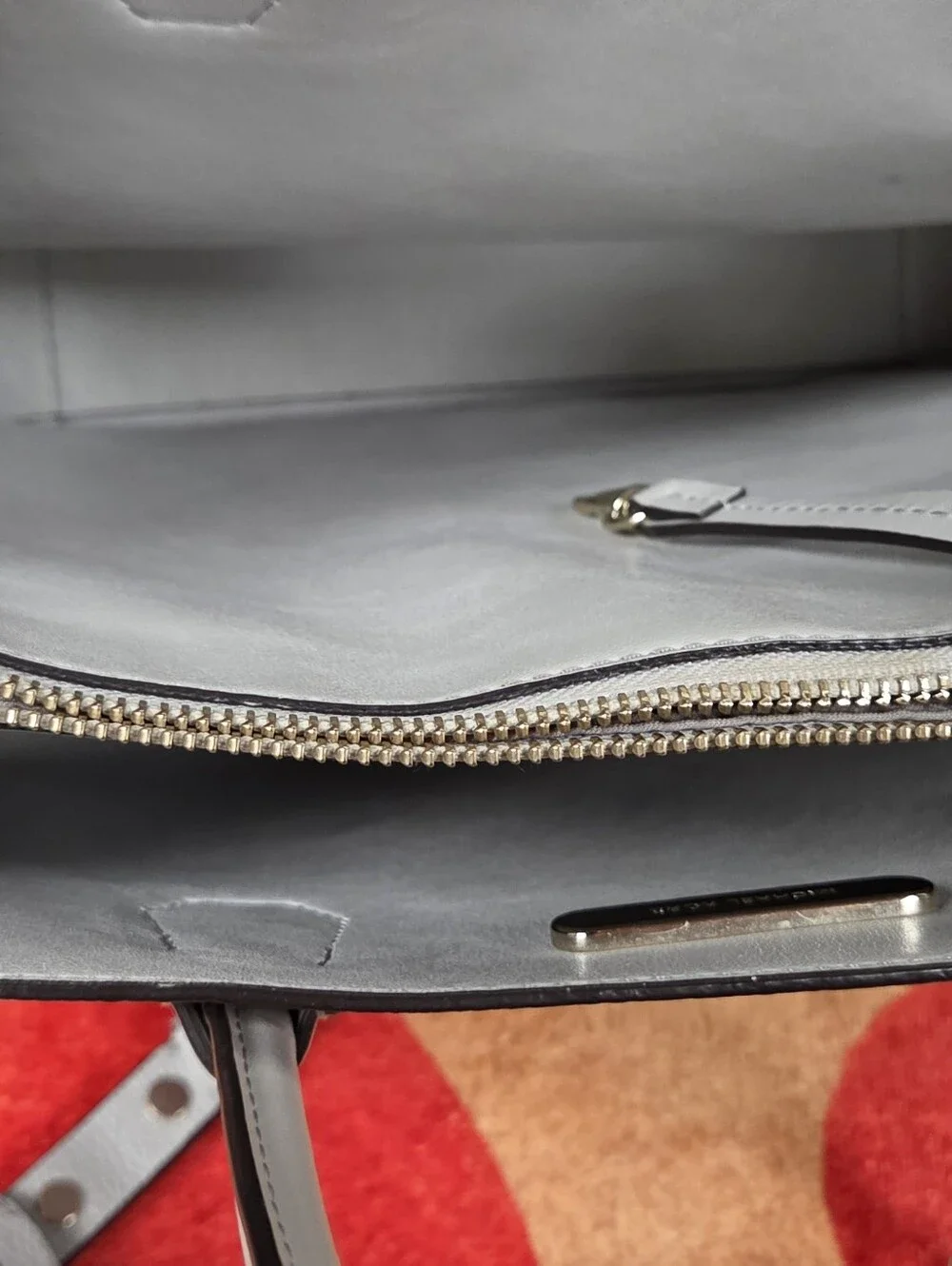 Michael Kors Light Gray Pebbled Leather Satchel with Shoulder Strap
